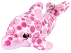 Pink Dolphin with Peace Signs Stuffed Animal - 12"