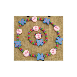 Wooden Necklace, Ring & Bracelet Set Flamingo (Pack of 6)