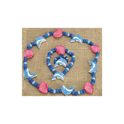 Wooden Necklace, Ring & Bracelet Set Dolphin (Pack of 6)