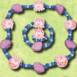 Wooden Necklace, Ring & Bracelet Set Octopus (Pack of 6)