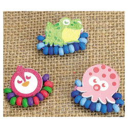 Wooden Rings Penguin, Frog, Octopus (Pack of 6)