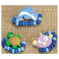 Wooden Rings Sea Turtle, Dolphin, Fish (Pack of 6)