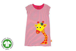 Giraffe Applique Dress - Pink Stripe (Organic Cotton)