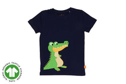 Crocodile Applique T-Shirt - Navy (Organic Cotton)