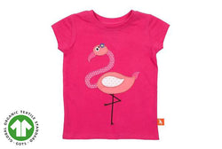 Girls Flamingo Applique Top - Pink (Organic Cotton)