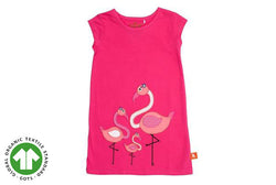 Flamingo Applique Dress - Pink (Organic Cotton)
