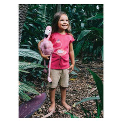 Girls Flamingo Applique Top - Pink (Organic Cotton)