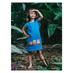 Owl Dress - Blue (Organic Cotton)