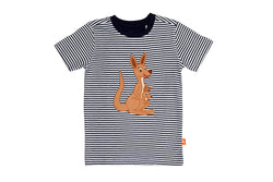 Kangaroo Applique T-Shirt - Navy Stripe (Organic Cotton)