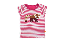 Girls Red Panda Applique Top - Pink Stripe (Organic Cotton)