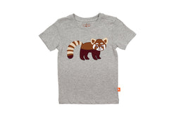 Red Panda Applique T-Shirt - Grey (Organic Cotton)