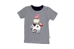 Farm Applique T-Shirt - Navy Stripe (Organic Cotton)